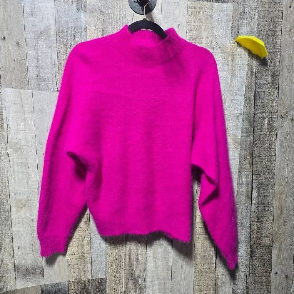 Rafaella Vintage 90s Angora Rabbit Hair Lambswool Blend Hot Pink Sweater Medium